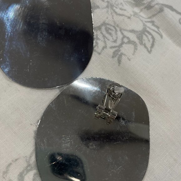 Large Round Silver Earrings - Picture 2 of 2
